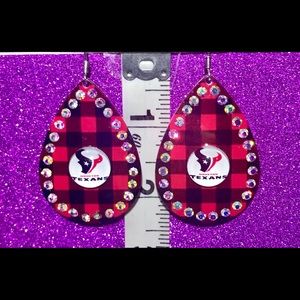 Buffalo Plaid Rhinestone Houston Texans earrings